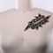 1 Applique 6.75" Champagne Leaf Black Silver Rhinestone for Dressmaking and Costumes